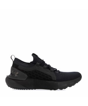 Mens Under Armour UA HOVR Phantom 3 SE Running Shoes in black.- Lightweight  comfortable UA IntelliKnit upper.- External heel counter creates the ultimate in stable support.- Layered mesh & foam midfoot panel for added structure with increased breathability.- Bootie construction for elevated ease of entry combined with a contoured fit.- Responsive UA HOVR™ cushioning reduces impact  returns energy & helps propel you forward.- Full rubber outsole with strategic pattern for elevated traction & durability.- Ref: 3026582001