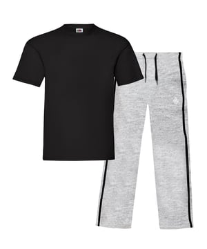 The Original Fruit of the Loom Short Sleeves T Shirts Crew neck tee with Taped Neckline for added comfort. Twin needle stitching detail on neck, sleeves and hem. Produced using Belcoro Yarn for softer feel Tshirt. Paired With Enzo Mens Relaxed Comfortable Loungewear Pants. Adjustable Drawstring and Elastic Waistband. 2 Side Pocket Design with Contrasting Stripes to Side Branded Stitching
