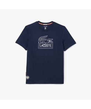 Unisex Lacoste Sport Ultra-Dry Sport Roland Garros Edition Tennis T-shirt - Organic cotton jersey fabric - Regular fit  straight cut  - Lacoste print on front - Co-branded neck trim - Silicone crocodile at hem - TH9068-166
