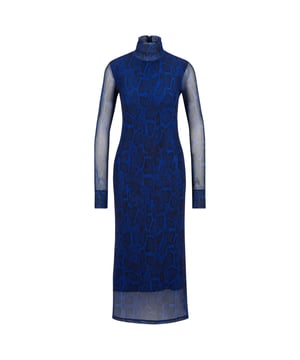 Women's HUGO Neshy Dress.- Turtleneck.- Long sleeves.- Topstitched hem-edge.- See-through design.- All-over pattern.- Fitted design.- Midi length.- 90% Polyester, 10% Elastane. Ref: 50486815990.