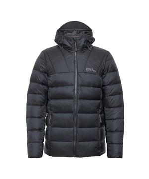 Chaqueta de invierno para hombre de la marca Jack Wolfskin. La chaqueta está hecha de poliéster de alta calidad y tiene un corte regular. La chaqueta cuenta con una cremallera arriba y abajo, fácil para el ciclismo, ciclomotores o scooters.  Marca: Jack WolfskinNombre del modelo: Nebelhorn Down Hooded JacketCategoría: chaqueta de hombreMateriales: poliéster, elastanoColor: negro