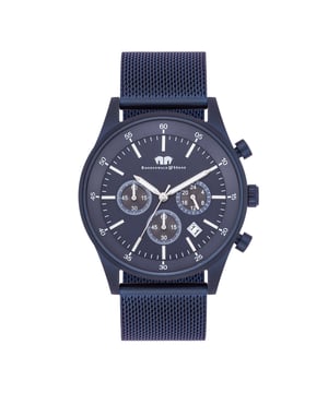 The premium men's watch from the Rhodenwald & Söhne manufactory combines the look of legendary chronograph master's works with a contemporary material concept. The popular functions of 24-hour display, stopwatch and date are integrated into a classic tricompax arrangement-a suitable companion for a business suit as well as to casual jeans. The model inspires with a hard-wearing stainless steel housing with a satin IP coating, bezel, strokes, sticker and precise quartzrugwerk. The highlight is the filigree mesh look of the noble Milanais bracelet made of ion splatted stainless steel.