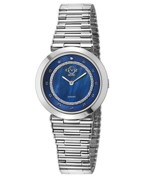 Reloj de mujer Burano con dial de madreperla suiza, brazalete de acero inoxidable y diamantes.