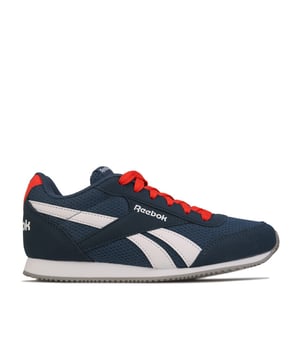 Junior Boys Rebook Classics Royal Classic Jogger 2RS Trainers in blue.  <BR>- Synthetic and Mesh upper.<BR>- Lace closure.<BR>- Breathable feel. <BR>- EVA Midsole.<BR>- Padded collar and tongue.<BR>- Reebok branding at tongue  heel and side.<BR>- Rubber outsole.<BR>- Textile and synthetic upper  Textile lining  Synthetic sole.<BR>- Ref.: BD5176