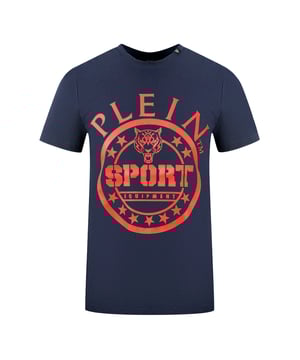 Camiseta Plein Sport Large Circle Logo azul marino. Esta camiseta Plein Sport Navy es la manera perfecta de expresar tu estilo. Confeccionado con algodón de alta calidad para un ajuste suave y cómodo. Una pieza esencial para cada guardarropa. Stretch Fit 95% Algodón, 5% Elastano, Camiseta Plein Sport Navy. Logotipo de la marca Plein Sport. Fabricado en Italia, corte ajustado. Código de estilo: TIPS128IT 85