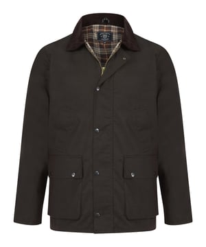 This wax jacket from Kensington Eastside is the perfect staple piece for your wardrobe. The jacket features a corduroy collar and is lined with a traditional cotton tartan fabric making it the perfect jacket to keep warm and make a statement. This jacket has 5 pockets, including an inside pocket and press-stud fastening offering practicality. Outer jacket is made from 100% waxed cotton.