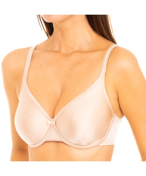Underwired bra. 
 Skin color 
 Cups without foam. 
 Magical crossover neckline, which enhances the chest naturally. 
 Elastic and adjustable straps. 
 Back closure with three-position clasps. 
 Central bow ornament. 
 Elastic sides. 
 Matching seams. 

 Composition: 
 81% Polyamide- 19% Elastane. 

 Care: 
 - Wash max. temperature 40ºC 
 - Do not use bleach. 
 - Do not use dryer. 
 - Do not iron. 
 - Do not dry clean. 

 Composition: 81% Polyimide, 19% Elastane
 Care:
- Wash max. temperature 40ºC
 - Do not use bleach.
 - Do not use dryer.
 - Do not iron.
 - Do not dry clean.