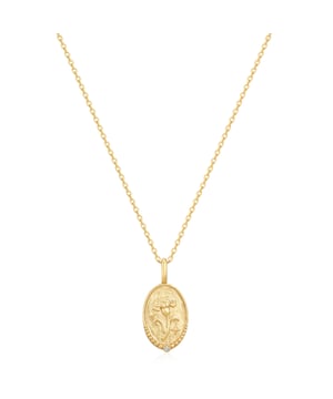 Are you looking for an accessory with character? Then you've come to the right place with the birth flower necklace from Glanzstücken München. The robust carnation, which thrives on poor soils, with its variety of colors symbolizes the characteristics of the January children: they are considered courageous, strong, enthusiastic and fascinating. The floral zodiac sign is embossed as an elaborate relief into an oval pendant and decorated with a glittering zirconia stone. The delicate anchor chain with extension piece and spring ring clasp can be quickly and easily adjusted in length. The chain and pendant are made of sterling silver and finished with classic yellow gold.