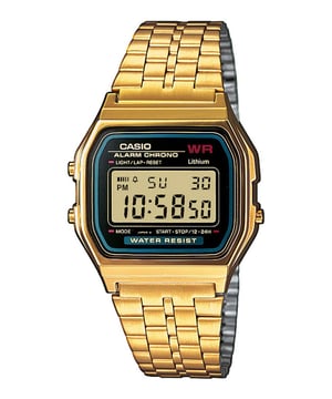 This Casio Casio Retro Digital Watch for Unisex is the perfect timepiece to wear or to gift. It's Gold  Square case combined with the comfortable Gold Stainless steel watch band will ensure you enjoy this stunning timepiece without any compromise. Operated by a high quality Quartz movement and water resistant to 3 bars, your watch will keep ticking. This is a perfect sporty and casual watch for you, it's a great gift for family or friends  -The watch has a calendar function: Day-Date-Month, Stopwatch, Alarm, Light High quality 20 cm length and 15 mm width Gold Stainless steel strap with a Fold over clasp Case diameter: 33 mm,case thickness: 9 mm, case colour: Gold and dial colour: Black
