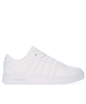 Childrens K- Swiss Classic Pro Trainers in white.-Leather upper.- Lace closure.- Padded tongue and collar.- K Swiss branding to the tongue and heel.- Leather overlays distinguish K-Swiss’ hallmark five stripes.- Textile collar lining.- Die-cut EVA Sock Liner.- Rubber outsole.- Leather upper  Textile lining  Synthetic sole.- Ref: 55612101