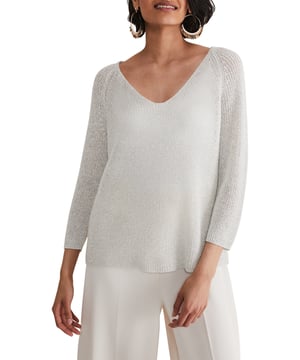 Shine with the Zenaida Lurex Knit, perfect for a casual yet chic look.