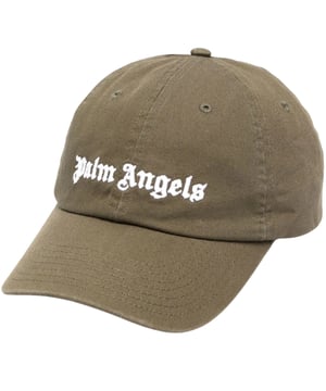 Palm Angels-logo groene dop. Palm Angels-logo groene hoed. Kenmerkende gotische branding. Geborduurd logo. Verstelbare gesp op de rug. PMLB003C99FAB0015501