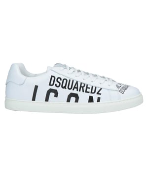 Dsquared2 Icon Print Low Top Weiß Turnschuhe. Dsquared2 New Tennis Lace Up Low Top Icon Weiße Turnschuhe. Low Cut Sneaker, Made in Italy. Gummisohle, Obermaterial 100% Leder. Icon Branding. SNM0005 01502648 M063