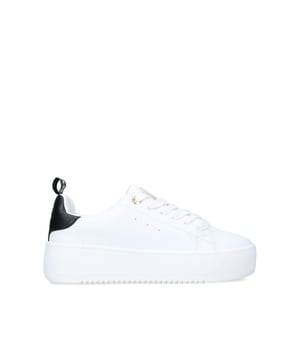 Lighter Lace Up by KG Kurt Geiger is a white vegan lace up sneaker with a chunky profile and a contrast branded heel tab. The materials used in our vegan range have been registered with The Vegan Society to confirm there are no animal products used during production.