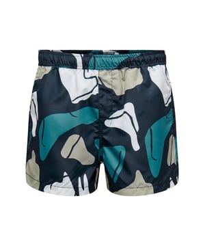 Geniet van de zomer met deze zwemshort voor heren. Deze shorts hebben een normale pasvorm. De elastische tailleband zorgt voor een goede pasvorm. De shorts hebben steekzakken. De all-over print zorgt voor een visueel highlight.
