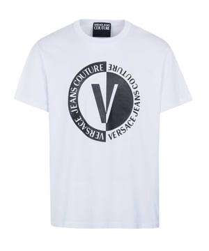 100% katoen; Versace Jeans Couture-T-shirt; Model: 74GAHI07CJ00I 003; Hoogwaardige afwerking; Zacht katoen; ronde nek; korte mouw; Versace Jeans Couture-logodetails
