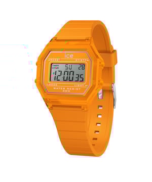 This Ice Watch Ice Digit Retro - Neon Orange - Clear Digital Watch for Child is the perfect timepiece to wear or to gift. It's Orange  Rectangular case combined with the comfortable Orange Silicone watch band will ensure you enjoy this stunning timepiece without any compromise. Operated by a high quality Quartz movement and water resistant to 3 bars, your watch will keep ticking. Stand out from the crowd with the ICE digit retro Neon orange. Bold and colorful, this watch stands out from the crowd thanks to its bright orange transparent dial and matching soft silicone strap. This Digital watch has a calendar function: Day-Date , Stop Watch , Dual Time , Alarm and Light High quality 19 cm length and 18 mm width Orange Silicone strap with a Buckle Case measurement: 32 X 34 mm,case thickness: 8 mm, case colour: Orange and dial colour: Orange