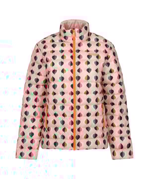 Outer Materials: 100% Polyester. Lining Material: 100% Polyamide. Fabric: Baffled. Design: All-Over Print, Leaf, Logo. Fabric Technology: DWR Finish, Insulating, Warmloft. Sleeve-Type: Long-Sleeved. Padded. Neckline: Standing Collar. Pockets: 2 Side Pockets, Zip. Fastening: Full Zip. 8 UK: 32 in. 10 UK: 34 in. 12 UK: 36 in. 14 UK: 38 in. 20 UK: 45 in. 18 UK: 43 in. 16 UK: 40 in.