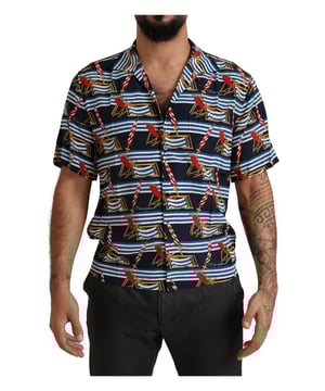 Camisa de manga corta de playa multicolor  
Hecha de 100% seda  
Cuello clásico  
Mangas cortas  
Cierre con botones  
Ajuste regular  
Logo de DOLCE & GABBANA  
Hecho en Italia  
Nuevo con etiquetas  
Material: 100% Seda