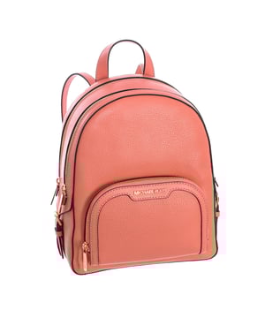 Michael Kors Jaycee backpack.
 Casual yet luxurious, the Jaycee backpack redefines the world of urban accessories. We love the juxtaposition of the supple, ultra-soft Venus leather with the sparkly appliqués. With several zippered pockets designed to hold a laptop, wallet and more, this new version brings a feminine touch to a timeless design.

 Gold appliqués.
 Handle length: 6cm
 Adjustable straps: 78 cm
 Exterior details: 2 compartments and 1 zipper pocket
 Interior details: 1 back zipper pocket and 1 front flat pocket in the middle compartment.
 Lining: 100% polyester
 Measures: 23 cm (W) x 30 cm (H) x 10 cm (D)
 Composition: 100% Cow skin
 Care:
Clean with a wet cloth.