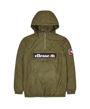 Windabweisende Schlupf-Jacke für Herren von der Marke ellesse. Aus strapazierfähigem Gewebe mit Logo-Print, Kapuze und Reißverschluss, Eingrifftaschen.