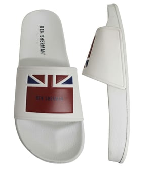 Ben Sherman Jet Slide Heren Slip On Flip Flop Sliders Sandalen BEN3201 112 Wit