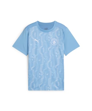 PRODUCT STORY: Train like the champions in this official Manchester City Pre-match Short Sleeve jersey. With a regular-fit, crew neck and our sweat-wicking dryCELL tech, it's tailored for optimal pre-match focus. It features Manchester City details, so you can represent the team with pride. FEATURES & BENEFITS: dryCELL: Performance technology designed to wick moisture from the body and keep you free of sweat during exercise; Made with 100% recycled material excluding trims & decorations. DETAILS: Regular fit; 145 gsm, Jersey; Crew neck; Short sleeves; Official team branding; PUMA Youth: Recommended for older kids between 8 and 16 years.