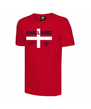 UMBRO MANEVA CORTE EN MANA CUELLA RED Hombres 1872 Camiseta UMTM0616 Inglaterra 1872 Tee