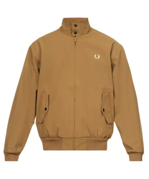 Stay warm and stylish in the Fred Perry Brown Jacket. Made with a classic design, this jacket is perfect for any outdoor adventure. While the Brown color adds a touch of sophistication. Don't let the cold weather stop you from exploring in style., Bomber Jacket, Brand Logo On Chest. Elasticated Sleeve and Hem, Material: 88% Polyamide, 12% Elastane, Lining: 100% Polyester, Brown Coat