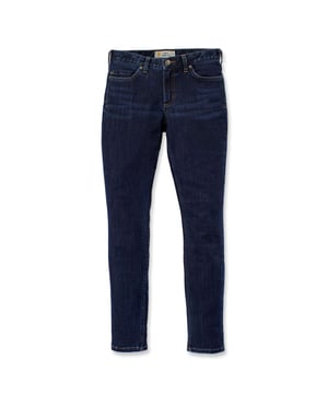 10.5 oz/yd/ 356 gsm. Rugged Flex durable stretch technology for ease of movement. Mid rise; sits just below the waist. Waistband construction provides coverage. Fitted through the hip and thigh. Skinny leg opening.