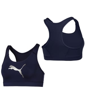 Puma Graphic Logo Mid Impact Navy Blue Womens Sports Bra 516996 05