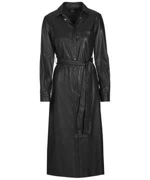 100% Polyester; Pinko-jurk; Model: 1G168RY7CD L81; Hoogwaardige afwerking; Knoopband; Klassieke kraag; Twee zijzakken, één borstzak; lange mouw; Pinko-logodetails