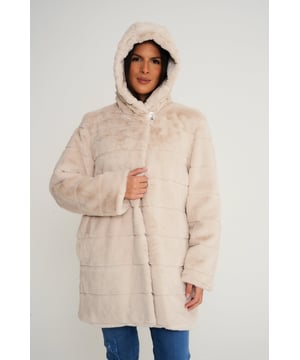 Elevate your winter style our brand new ELLE Hooded Faux Fur Coat. This super cosy coat with an attached hood is the perfect fashion piece to add to your wardrobe to make a statement this winter. Stay warm, and stay stylish with ELLE. 100% Polyester. Dry Clean Only.