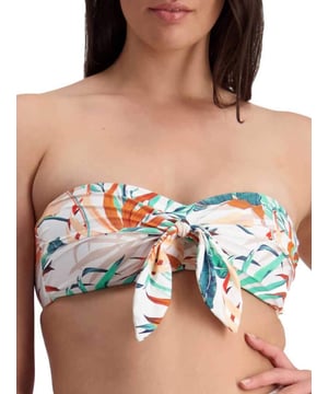 Moontide Knot Front Bandeau Bikini Top. This product is recommended as cold wash only. Please note that the product may appear lighter/darker than the image, due to lighting during the photoshoot. ** Please IGNORE the product labels, these are for display only. The sizes can be found on the dropdown menu or the item specifics.**