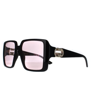 Gucci Square Womens Black with Gold Dusky Pink w Logo Mirror Photochromic GG1692S  Sunglasses feature a striking, oversized frame with a unique, softly contoured shape that enhances any look with a touch of glamour. Embellished with the iconic double-G logo on the temples, the GG1692S model proudly showcases the essence of Gucciâ€™s timeless style. The high quality lenses ensure exceptional UV protection, making them as practical as they are stylish. Available in a variety of refined colors, these sunglasses are the perfect choice for those who seek to combine bold elegance with modern fashion sensibilities.