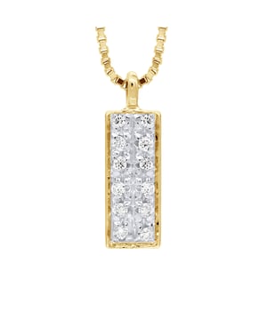Collar de diamantes 0.04 CTS - Oro amarillo 750 milésimas (18K) - CALIDAD DE CALIDAD - CADENA DE CAJA - Longitud: 42 cm - Entregado en un caso con un certificado de autenticidad y una garantía internacional - Todas nuestras joyas están hechas en Francia.