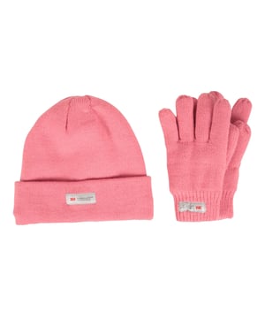 Outer Materials: 100% Acrylic. Lining Material: 100% Polyester. Filling Material: 61% Polypropylene, 39% Polyester. Lining: 3M Thinsulate, Fleece. Contents: 2 Gloves, 1 Beanie. Fabric Technology: Breathable. Design: Plain, Text.