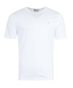 Mens Farah Eddie Crew T- Shirt in white.- Bound ribbed crew neck.- Short sleeves.- Embroidered Farah logo.- Modern fit.- 100% Cotton.- Ref: FAKSB012104