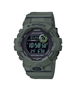 This Casio G-shock Digital Watch for Men is the perfect timepiece to wear or to gift. It's Green 48 mm Round case combined with the comfortable Green Plastic watch band will ensure you enjoy this stunning timepiece without any compromise. Operated by a high quality Quartz movement and water resistant to 20 bars, your watch will keep ticking. This sporty and fashionable watch gives you a unique feeling in every outfit! -The watch has a calendar function: Day-Date-Month, Bluetooth, Stop Watch, Countdown, Dual Time, Alarm High quality 21 cm length and 19 mm width Green Plastic strap with a Buckle Case diameter: 48 mm, case thickness: 14 mm, case colour: Green and dial colour: Black