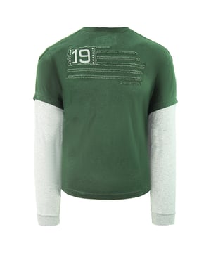 Champion USA Athletic Logo Long Sleeve Crew Neck Green Mens Top 206678 1692