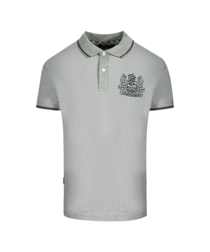 Aquascutum Aldis Graues Poloshirt mit Spitze. Aquascutum Grau gekippt Polo-Shirt. Aldis-Logo auf der linken Brust, kurze Ärmel, Abzeichen der britischen Flagge auf der linken Schulter. Stretch Fit 96% Baumwolle 4% Elastan. Normale Passform, fällt größengerecht aus. Style Code: QMP052 94