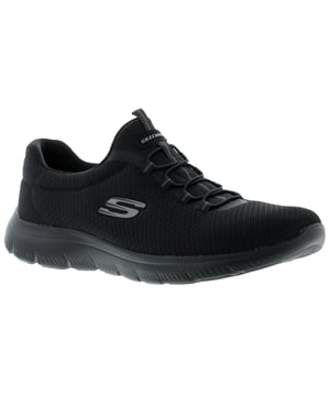 Skechers Summits Women's Trainers Black. Fabric Upper. Fabric Lining. Synthetic Sole. Ladies Women's/Girls Fashion Trainer. Slip On. Lightweight. Sport.