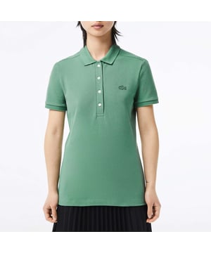 Dames Lacoste Slim fit Stretch Cotton Piqué Poloshirt Stretch mini katoen piqué Parelmoer vier-knoops geribde polokraag Slim fit Geribbelde afwerking aan mouwuiteinden Geborduurd ton-sur-ton krokodilmerk op de borst