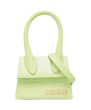 This Bag from Jacquemus is the perfect accessory for those who want to add a classic touch to their everyday look, Jacquemus Green Bag, Clasp Closure, Made In Italy, 100% Leather, Plain Light Green Bag, The Chiquito Bag, Mini Bag