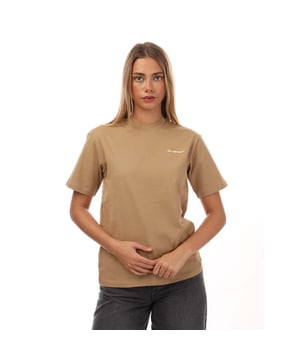 Dames Off White For All Casual T-shirt in bruin.- Geribde ronde hals.- Korte mouwen.- Rechte zoom.- 100% katoen.- Ref: OWAA0490036004