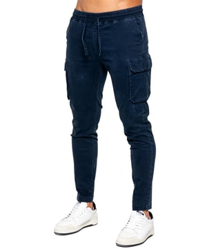 Enzo Mens Cargo Trousers. Regular Fit, Straight Leg, Enzyme Wash. 5 Pocket Design. 2 Side Pockets, 2 Cargo Pockets With Velcro Fastening. Single Back Welt Pocket. Elasticated Waistband With Adjustable Drawstring