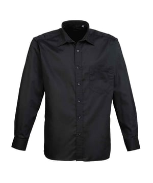 65% Polyester, 35% Baumwolle. Gewebe: Popelin. Design: Unifarben. Button-Down-Kragen. Rückenpasse, Pflegeleicht, Selbstgefärbte Knöpfe. GSM (Gramm pro Quadratmeter): 105. Taschenart: 1 Brusttasche. Nachhaltigkeit: Amfori-Freigabe, BSCI, Oeko-Tex Standard 100 zertifiziert, REACH, Sedex, WRAP Zertifikat. Bündchen: Geknöpft, Für Manschettenknöpfe. Geeignet für: Stickerei, Siebdruck, Transferdruck. Langärmlig. Versteifter Kragen. Saum: Gerade.