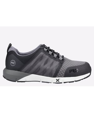 Designed with a lightweight HoverSpring foam midsole for industry-leading underfoot comfort, flexibility, and durability, the Timberland Pro Radius men's work shoes also feature an abrasion-resistant mesh upper and anatomically positioned flex grooves.
- ReBOTL breathable, durable mesh upper
- Abrasion-resistant reinforcements
- Asymmetrical alloy safety toe
- Metal and mutilation free
- Timberland PRO Flex Technology
- Fuel and oil-resistant HoverSpring foam midsole
- Anti-Fatigue Technology footbed for shock absorption and energy return
- Heat-, slip-, oil-, and abrasion-resistant, non-marking rubber outsoles