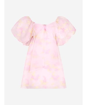 Californian label Mama Luma depict beautiful designs via their ethically sourced fabrics. This girls floral print pink dress is reflective of the label's fine detailing and handmade construction. Crafted with enlarged puffy sleeves and intricate floral embroidery on an organza base. She will look and feel divine. The beautiful look is complete with an enlarged bow on the top front.  ‚ Square Neck ‚ Cotton Lining ‚ 100% Polyester