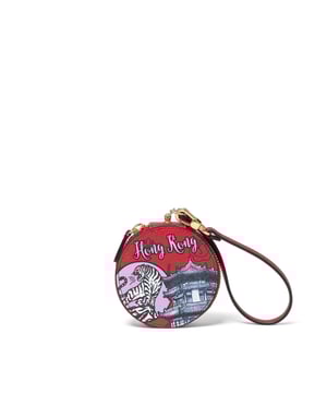Cartera de mujer. El cierre es con cremallera. Los bolsillos internos están ausentes. Los bolsillos externos están ausentes. Falta la correa para el hombro. Falta el mango. Hay un compartimento interno. El material exterior es PVC. Internamente es poliéster. Medidas: 9x9x2 cm. Hecho en Italia